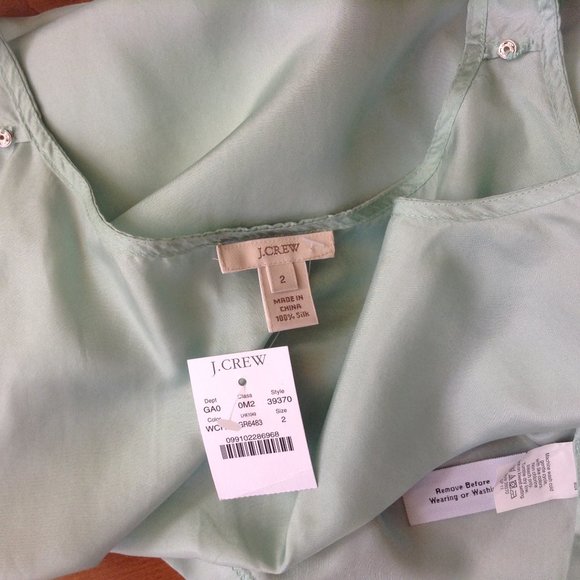 NWT J.Crew Women's 2 Light 100% Silk Pocket Sleeveless Tank Top 39370 Green - Picture 12 of 14
